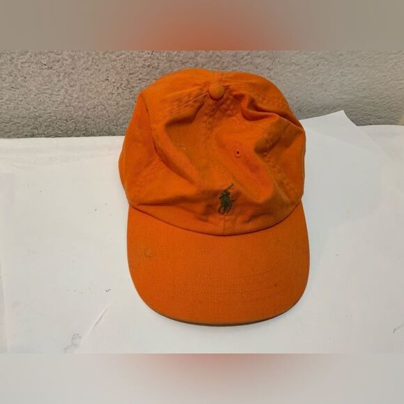 Ralph Lauren Polo orange Blue Pony Adjustable Strap Baseball Hat - Picture 1 of 5